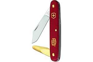 FELCO 3.91 10 Couteau à greffer et à couper (lame de 51 mm, avec écorçoir en laiton, couteau pour greffes d'arbres fruitiers, rosiers + vignes, manche en nylon rouge)