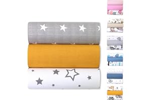 BABYSAFE Offerta Set 3 Pezzi Mussole Estive per neonato odori resistenti Anti Batteri 80 x 70 cm 100% Cotone Biologico Certificato OEKO-TEX Morbide, per Fasciatoio, Mussole Neonato 3 Pack