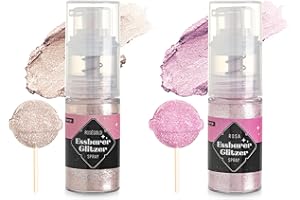 SUJOYGAR Paillettes Comestibles Spray 5g x2 Colorant Alimentaire Poudre, Decoration Gateau Comestible pour Fondant, Macaron, Paillette Alimentaire pour Cocktail, Luster Dust Or Rose et Rose