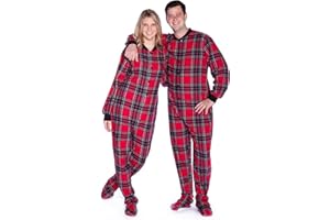 BIG FEET PAJAMA CO. One Piece Cotton Flannel Tartan Adult Footed Pyjamas Onesie for Men & Women