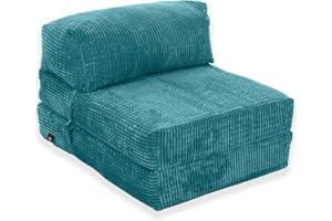 Gilda Jazz Chair Bed Fold Out Futon Single Mattress Corduroy (Budget, Teal)