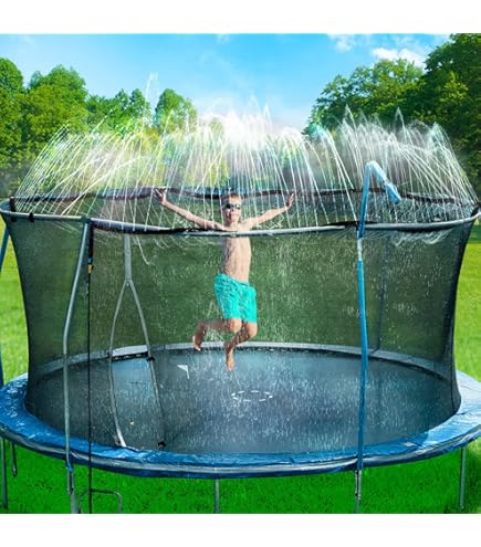 Kids Trampoline Trampoline Sprinkler For Kids Backyard Water Park Net ...