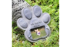 KAGUOl Pierre commémorative pour Animal de Compagnie, Souvenir Chien Décédé, Peut Stocker des Photos de Chiens, Matériau en résine, Forme de Patte de Chien, 15 * 15cm