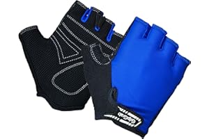 GripGrab X-Trainer Junior Kids Fingerless Padded Cycling Gloves For Children Short Finger Entry-Level Pull-Off Tabs Red Blue Guantes Cortos Ciclismo, Unisex-Youth