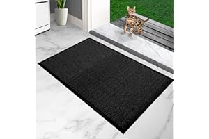 ‎FURNI24 furni24 Fußmatte – Leicht zu reinigen, wetterfeste Schmutzfangmatte mit Rutschfester Rückseite – Für Innen- & Außenbereich, saugfähig, schnell trocknend, waschbar - Anthrazit-Schwarz, 60x90 cm