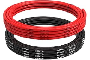 TUOFENG 14 awg Filo 6 metri [3 m nero e 3 m rosso] Filo elettrico - 14 Gauge Silicone Wire Hook Up Cavo metallico - Filo flessibile in silicone di filo di rame stagnato