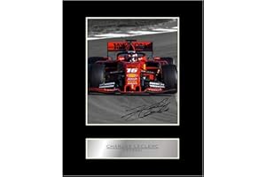 ICONIC PICS Foto su passepartout e autografata da Charles Leclerc, pilota della Ferrari F1, stampa regalo