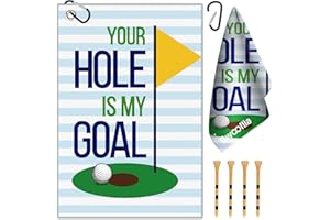 OffiEase Golf Towel With Clip For Golf Club Bags For Men Women Golfers Accessories, Blue Funny Hole Goal Microfiber Large Golfing Rag With 4 PCS Golf Tees