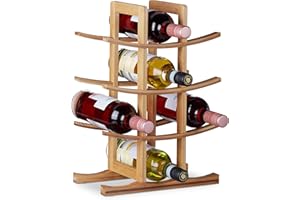 ‎RELAXDAYS Relaxdays Stojak na wino bambusowy, mały stojak na wino na 12 butelek, 4 poziomy, poziomy, wolnostojący, HWD 42,5 x 30 x 16 cm, naturalny