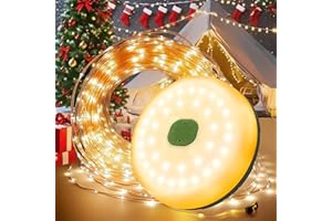 THALIRE Luci da Camping 10m Avvolgibili a Energia Solare e USB, 8 Modalità Impermeabile Lampada Esterna per Tenda, Giardino, Escursionismo con Batteria Portatile 2800mAh, Decorazione Ricaricabile per Cortile