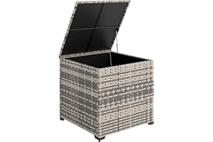 Outsunny 253L Garden Storage Box, Rattan Deck Box with Waterproof Zipped Liner, Safe Pneumatic Rod, Patio Rattan Storage Container for Backyard Gardening Tools, Mixed Grey