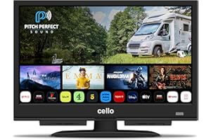 Cello 16" 12V Smart TV, Made in the UK – WebOS, Freeview Play, FreeSat, Bluetooth, Pitch Perfect Sound, Prime Video, Apple, BBC – Ideal for Campervans, HGVs & Boats