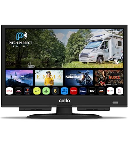 16" Smart Ready TV For Motorhomes, Boats & Trucks - 12V/240V, DVB-T2 Freeview & FM Tuner