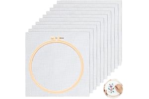 YOUNGSAY 10 Pezzi Tela Aida, 20 x 20cm Tela Aida per Punto Croce, Bianco Punto Croce Ricamo con Telaio Ricamo per Cucito e Artigianato Fai Da Te