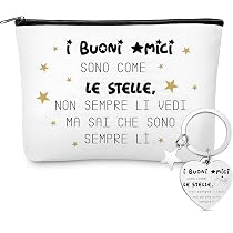 Borsa Amicizia Mini Pochette Set Regalo per Migliore Amica + Portachiavi Lettera Iniziale L Ciondolo A-Z Scritta 'I buoni amici sono come le stelle' Regalo Amica Compleanno con Sacchetto regalo (L