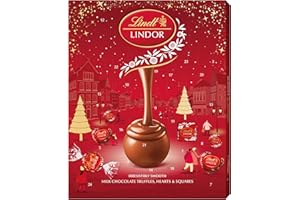Lindt Lindor Milk Chocolate Advent Calendar 2025 – 235g – 24 Milk Chocolate Truffles with a Smooth Melting Filling – Magical Christmas Countdown Gift