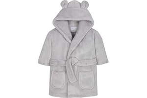 BABYTOWN Baby Boys & Girls Unisex Dressing Gown (Ages 6-24 Months) Soft Plush Flannel Fleece Hooded Bath Robe