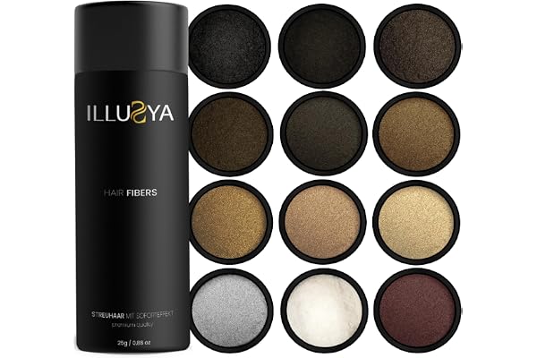 ILLUSYA Fibres capillaires densifiantes – Densificateur de cheveux – Effet densité naturel – Pour cheveux fins et clairsemés - brun moyen - 25g