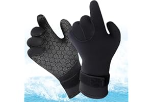 Catime Guanti da Sub per Immersione in Neoprene, Guanti da Muta 3mm Antiscivolo, Guanti Termica per Sport Acquatici con Cinturino da Polso Regolabile, Diving Gloves per Snorkeling Surf Pesca