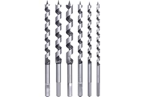 kwb Schlangen-Bohrer Satz, 6-teiliges Holz-Bohrer Set 8-18 mm in Kunstoff-Koffer