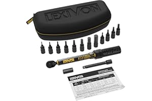 LEXIVON Chiave Dinamometrica Bici/Moto 1/4'' | 2~26 Nm, Set da 15 Pezzi di Punte Esagonali e Torx, Kit Chiavi Dinamometriche Professionali Portatile per Bicicletta, Mountain Bike Tools (LX-191)