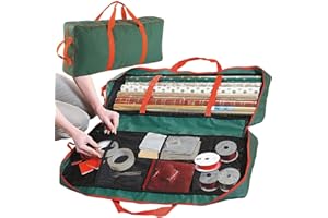 RAM ONLINE Ram® Christmas Wrapping Paper Storage Bag Fabric Gift Wrap Storage (82 x 34 x 13 cm) For Paper, Tags & Bows