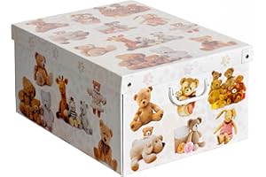 LAVATELLI Kanguru Caja organizadora de almacenamiento ropa, para almacenaje decorativa en carton, 39x50x24 cm, para armario, baul, zapatos, calcetines, juguetes, regalo, con tapa, PELUCHES