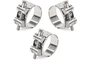 Yesaler Collier Echappement 29-31mm Collier de Serrage en Acier Inoxydable Manchon Echappement pour les Tuyau d'échappement Voitures Motos 3 Pièces