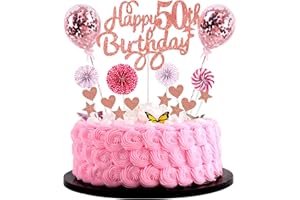 CNROSE Tortendeko 50 Geburtstag Deko Kuchen Topper 50 Kuchen Deko 50 Geburtstag Frau Happy Birthday 50 Tortendeko 50 Jahre Frau Kuchendeko 50. Geburtstag Frau Rosa Tortendeko 50. Geburtstag Frau Rosegold