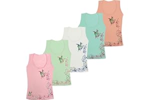 LOREZA ® 5 Mädchen Baumwolle Unterhemden Tank Top Kinder - Gr. 92-170