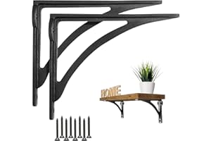 EDUWURXS Ironbridge Cast Iron Heavy Duty Shelving Brackets | Wall Shelf Supports (7x8" Pack of 2)