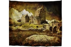 A.Monamour Arazzo da Parete Grande Mandala Vecchio Castello Scozzese in Stile Vintage Arredamento Medievale Europeo Stampa Telo Tessuto Tenda Tovaglia Copriletto Copridivano Arazzi Murale Decorazione