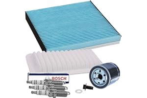 BESTPRICE Inspektionspaket Filterset mit 1x Luftfilter, 1x Innenraumfilter, 3x Zündkerze Super plus FR8SC+, 1x Ölablassschraube mit Dichtung Kompatibel mit TOYOTA YARIS (_P13_), YARIS (_P9_)