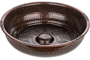 Alisveristime Cuenco tradicional turco para baño con motivos auténticos (440 g) hecho de zinc (7.87 pulgadas de diámetro) (cobre antiguo)