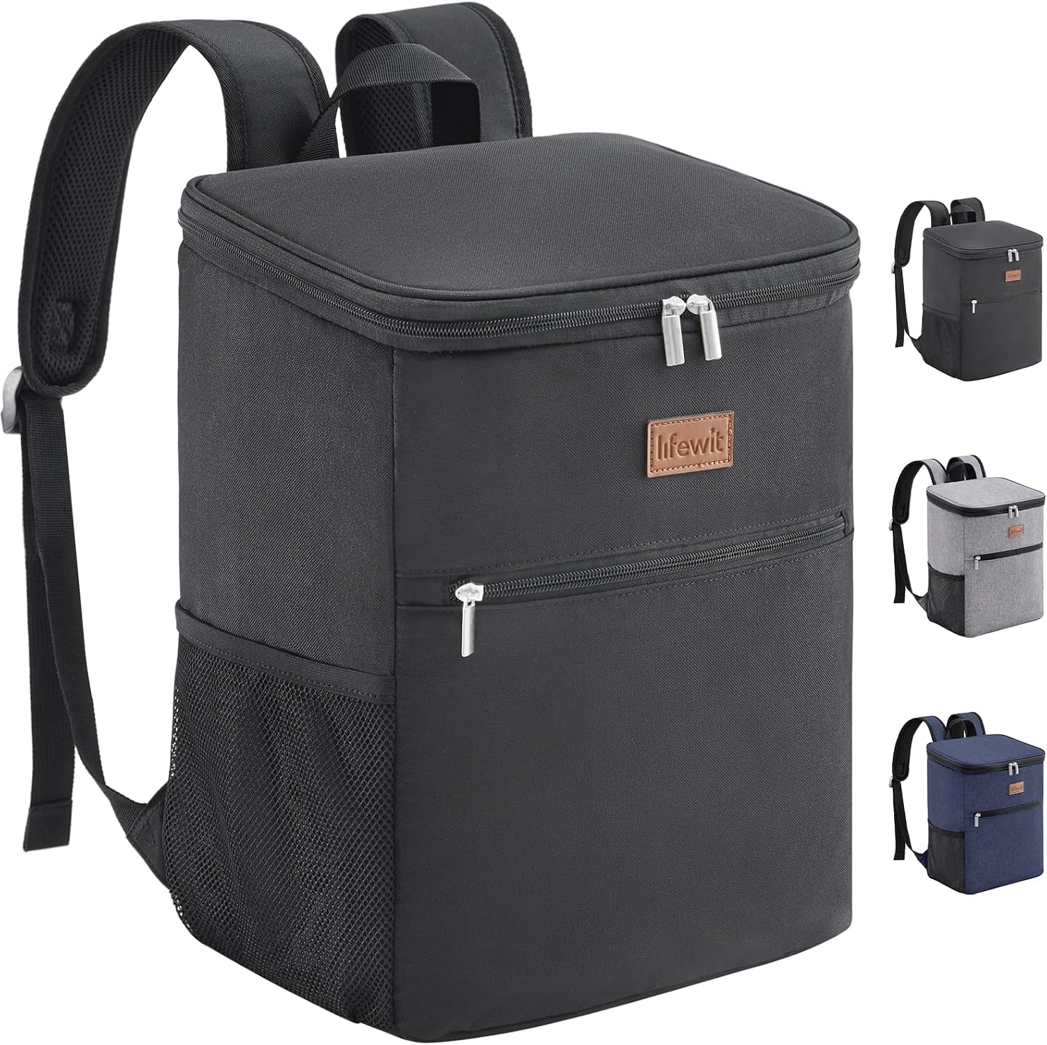 Lifewit Mochila Nevera 24L (30 Latas), Mochilas Neveras Portatil Isotermica, Bolsa Termica Porta Alimentos Impermeable, Cooler Bag para Playa, Picnic, Camping, Viaje, Trabajo, Negro