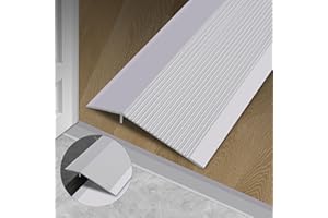 Gaahing Striscia di soglia di transizione del pavimento in alluminio, colma il divario di altezza tra 0,3 e 4,1 cm per rampa della porta (89,9 x 9,9 cm, argento opaco)