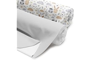 AMAZINGGIRL Tessuto di cotone tagliato a misura SET 2x: 1 M x 160 cm - Tessuti per cucire Tessuto decorativo da cucito leggero per di moda per bambini Gufi e grigio