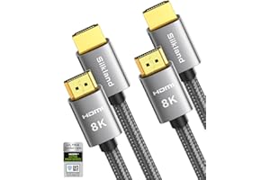 Silkland 8K Kabel HDMI 2.1 3M 2Sztuki, Certyfikowany Kabel HDMI® 2.1 4K@144Hz/120Hz 8K@60Hz, eARC, HDR10, Dolby Atmos, 48Gbps, HDCP2.3 do HDTV/Soundbar/PS5/Blu-Ray/Switch/Projector/Laptop/TV Box/PC