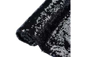 Shinybeauty, tessuto paillettes al metro, color argento, 0.92 metro, nero, 0.92metro