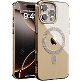 URUCHI iPhone 16 Pro Max ile Uyumlu Şeffaf Taşlı Mag-Safe Kılıf &ndash; Sert Mika Sararmaz Kılıf, N52 G&uuml;&ccedil;l&uuml; Mıknatıs, Bağımsız Tuşl