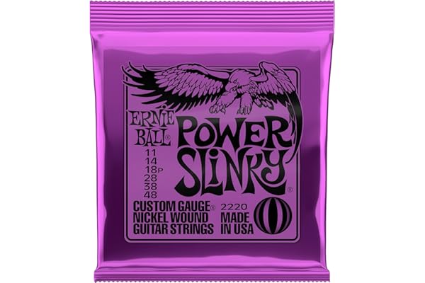 Ernie Ball Power Slinky - Cuerdas para guitarra eléctrica, entorchado de níquel, 1 paquete, calibre 11-48