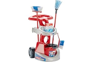 ‎THEO KLEIN Theo Klein 6721 Vileda Besenwagen I Die Garnitur mit robustem Zubehör inkl. Wischmop, Eimer, Besen u.v.m. I Maße: 36 cm x 46 cm x 53 cm I Spielzeug für Kinder ab DREI Jahren