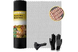 OUKMAO Chicken Wire Mesh Roll 10m Poultry Breeding Netting Plastic Mesh Fencing Garden Balcony Fence Mesh for Poultry, Dogs, Rabbit, Animal Barrier, Floral,Snake Barrier & Gardening (Black, 40cm x 10m)