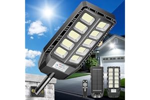 JADIDIS Lampadaire Solaire LED Extérieur - Éclairage Solaire Extérieur - 330 LEDs Haute Performance - Rendement Lumineux 30%+ - 6500K - 4 Modes - Étanchéité IP67,-20~60°C, Angle Large 240°