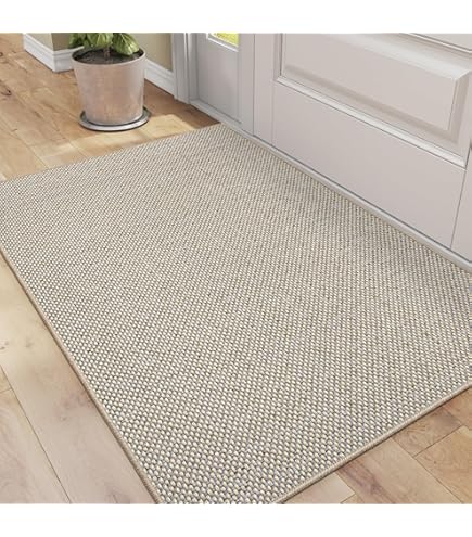 LEKEEPGO Binnendeurmat 90 x 150 cm, antislip deurmat, wasbare vuilvangmat, dunne deurmat, absorberend entreekleed, reinigingsmat, entreemat voor gebruik binnenshuis, kaki
