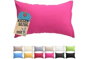 QOOLTEX Kissenbezug 40x60 cm Pink mit verdecktem Reißverschluss - Baumwolle Kissenhülle Uni, Waschbar, Atmungsaktiv Mischgewebe Kopfkissenbezug (85% BW - 15% Poly)