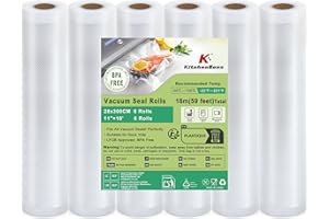 KitchenBoss Rouleau Sous Vide Alimentaire：Sac Sous Vide Alimentaire pour l'Appareil de Mise Sous Vide, Film Sous Vide Alimentaire pour la Cuisson, 6 Rouleaux 28x300cm