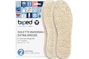 biped 2 paia di solette in lana d'agnello - Solette extra spesse in vera lana d'agnello - Solette riscaldanti per uomo e donna z1015