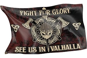 Ramlös originaldesign flagga för vikingfan: See us in Valhalla