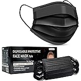 Disposable Black Face_mask Box of 50 | Breathable Triple Layer Mouth Cover with Elastic Ear loops| UK Seller